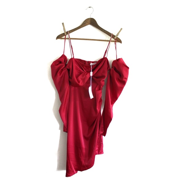 ASTR THE LABEL Fuschia NWT Claudina Womens Rouched Embellished Midi Dress Small - Picture 2 of 10